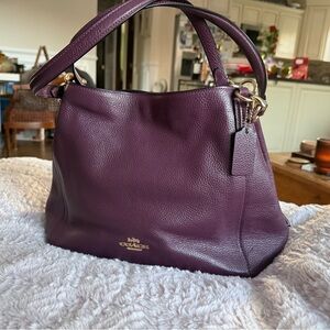 Coach Plum Edie Leather Shoulder Bag